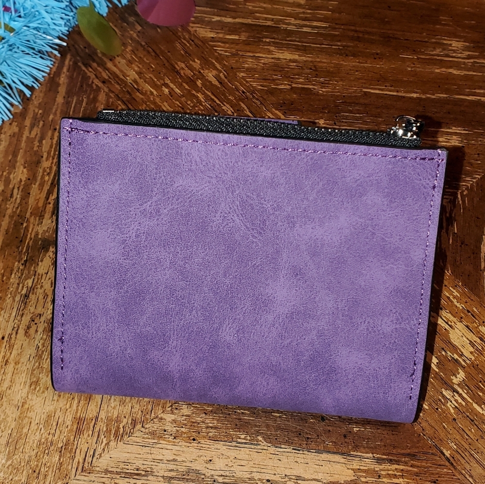 Vibrant Purple Faux Leather Small Wallet - Picture 2 of 7